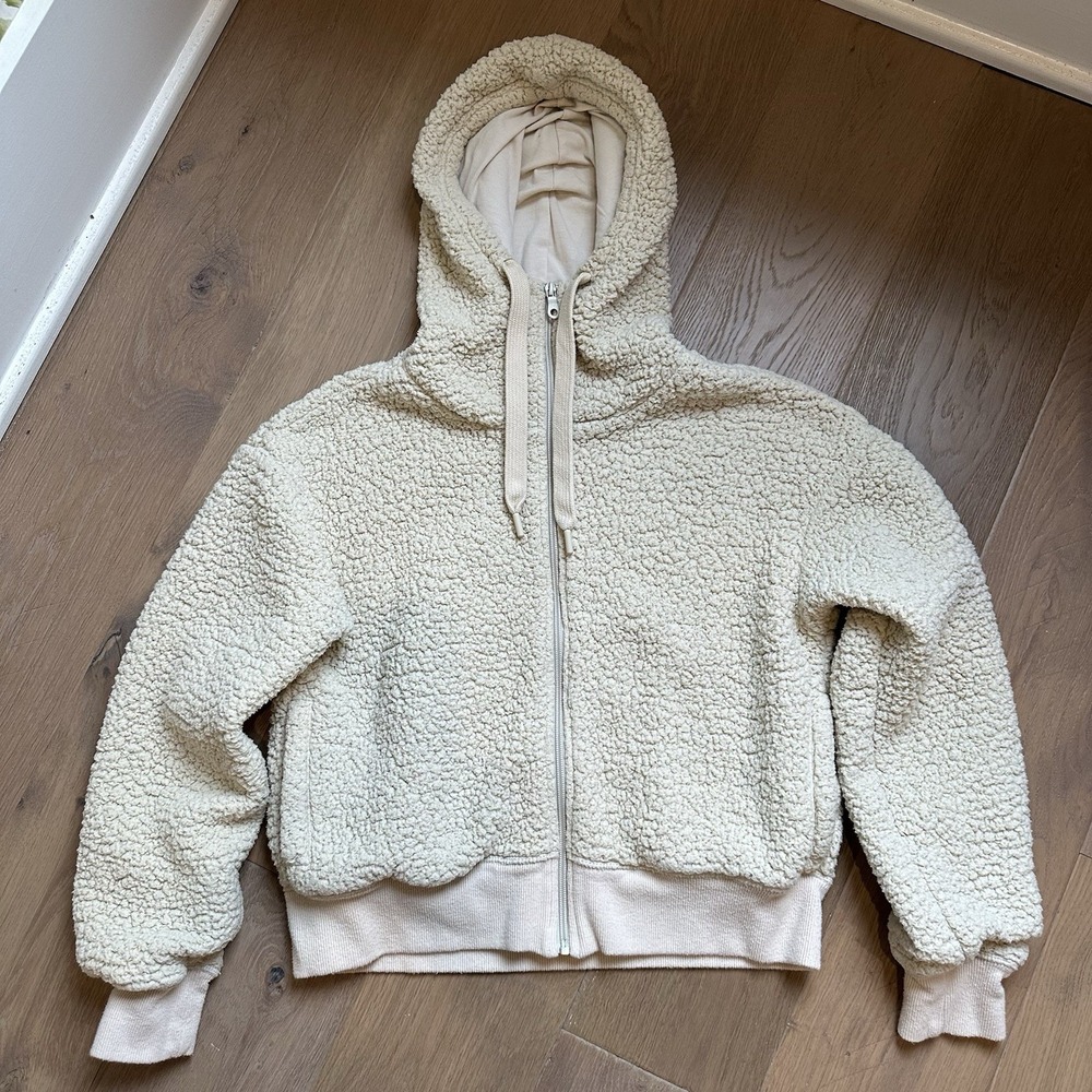 Offline by Aerie Cream Sherpa‎ Full Zip Hoodie Jacket Women's Medium